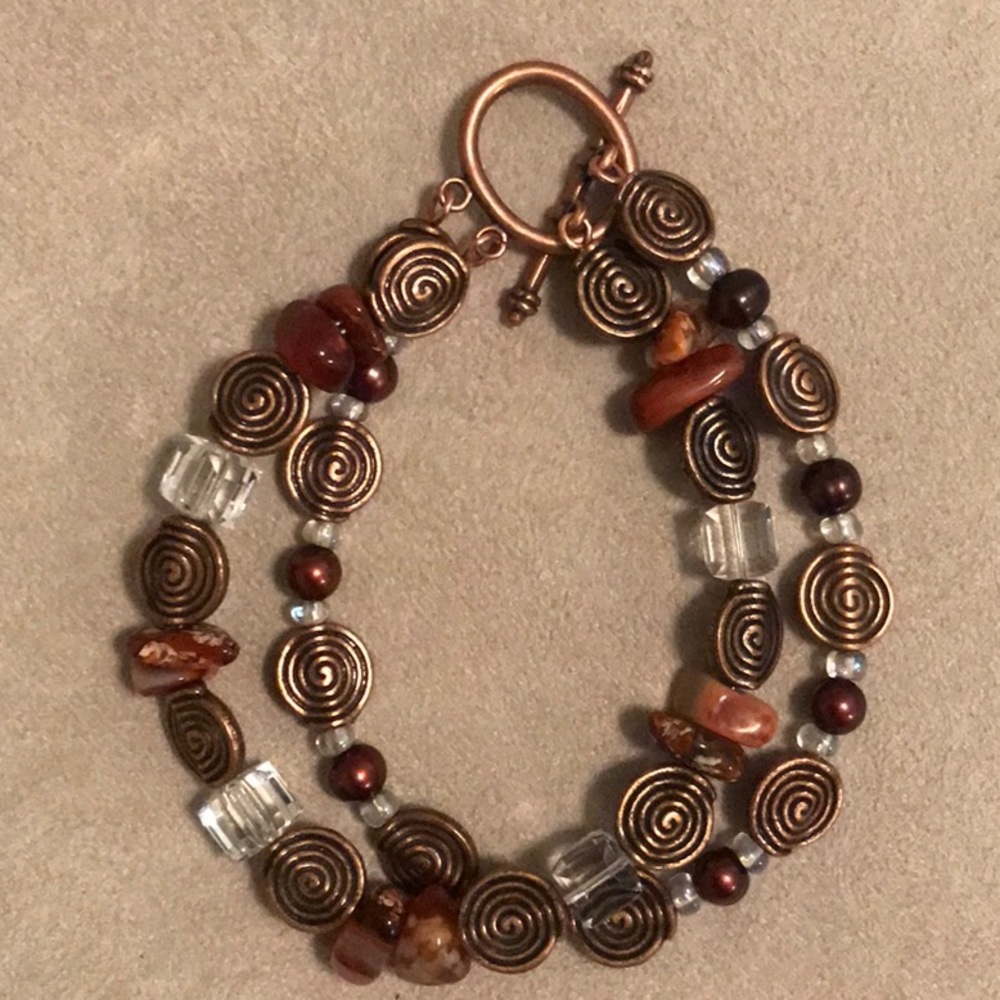 Swarovski Crystal NEW ARTISAN MADE Cranberry Pearl 8” Plus Bracelet